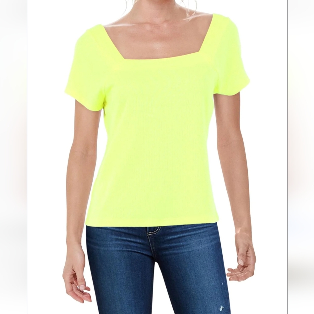 NWT Good Luck Gem Square Neck Short Sleeve Blouse